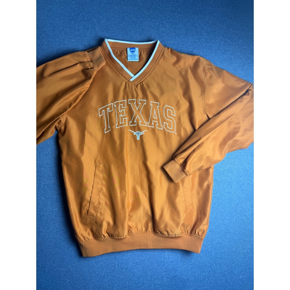 NCAA Texas Longhorns Burnt Orange V-Neck Windbreaker Pullover Jacket Small